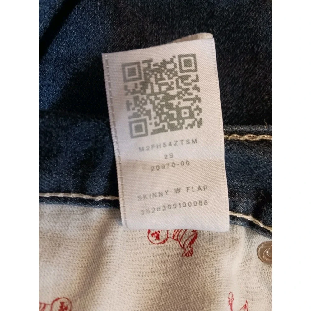 True Religion Skinny w/Flap Jeans Men's Size 38x32 Blue Dark Wash Denim